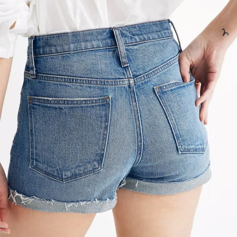Madewell High Rise Jean Cutt Off Shorts 28 Glenoaks Medium Blue Wash